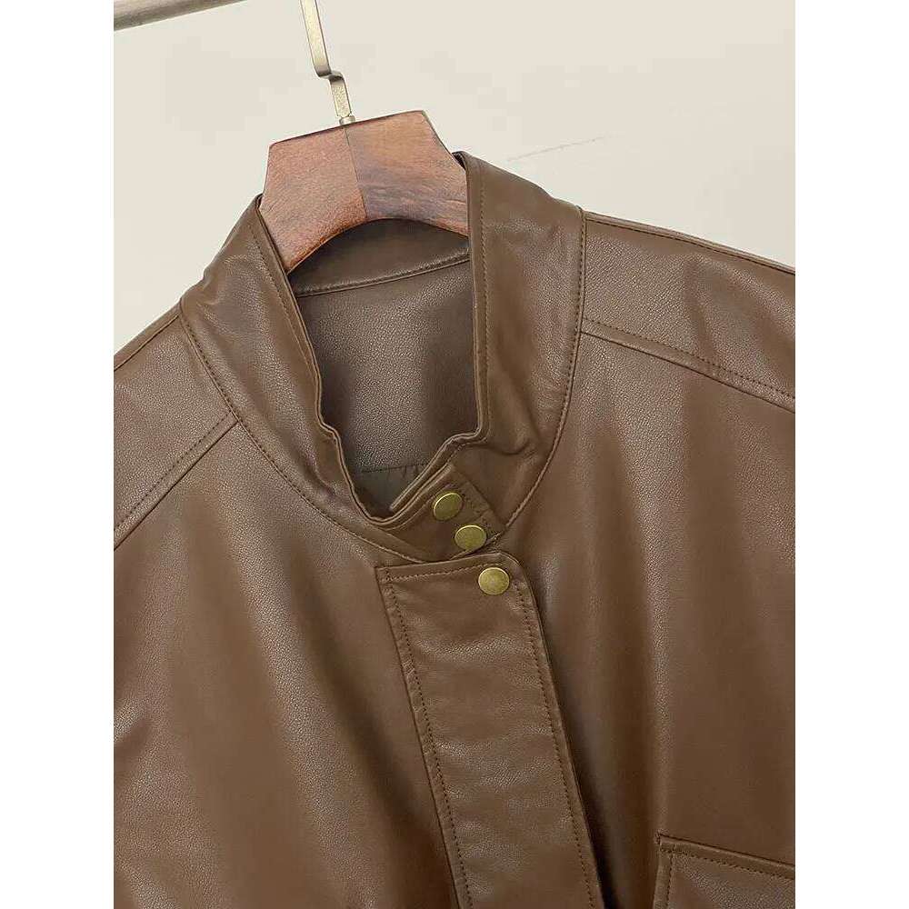 Leatherette Sleeveless New Fashion Vintage Black Vest Simple O-Neck Single Breasted Tank Faux Leather 2025 Spring Women