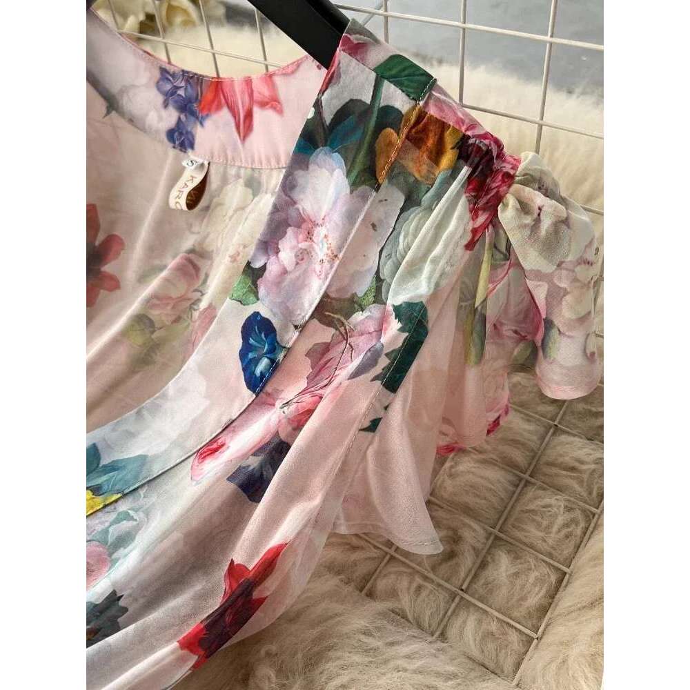 Summer Holiday Gorgeous Floral Retro Women Sleeveless Ruffles Flower Print Dress Female Bohemain Robe Festival Vestidos
