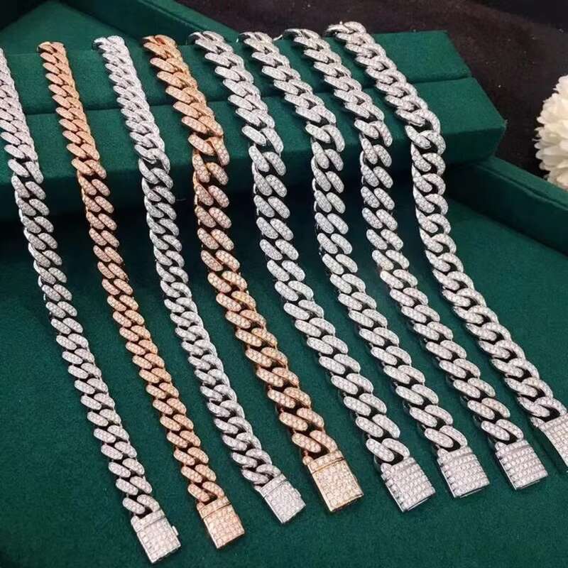 OACOCA VVS Moissanite Tennis Necklace in 925 Silver Durable Cuban Link Chain Unisex Hip Hop Jewelry HOT