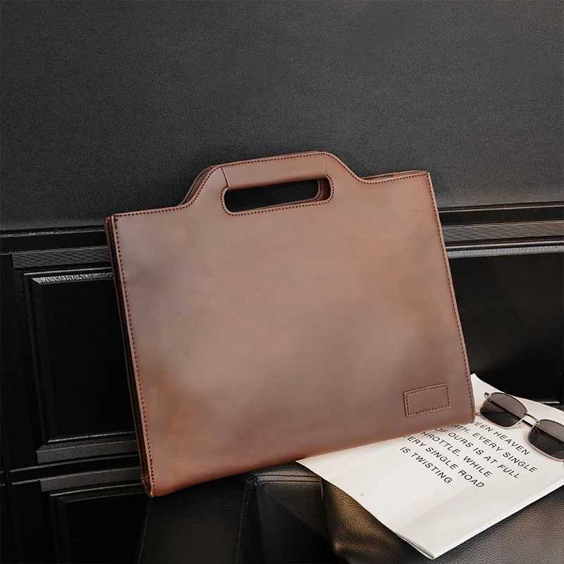Crazy Horse PU Leather Briefcase Men Vintage Handbag Male Messenger Bags Portfolio Laptop Shoulder Bag Men Office Work Clutch Bag W250610