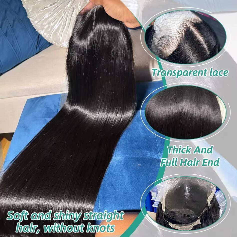 36 Inch Glueless Straight 4x4 Lace Front Human Hair Wig 100% Natural Pre Plucked Cheap Vieamese Wigs For Women