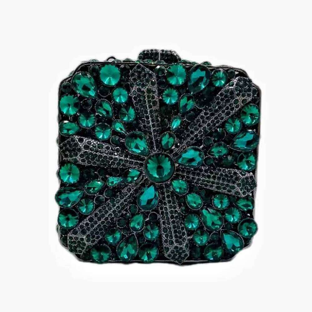 Lady Red Wine/Gold/Blue/Green Stone Clutch Purse Sequin Metal Chain Messenger Bag Rhinestone Dinner Evening Bags Summer Handbags