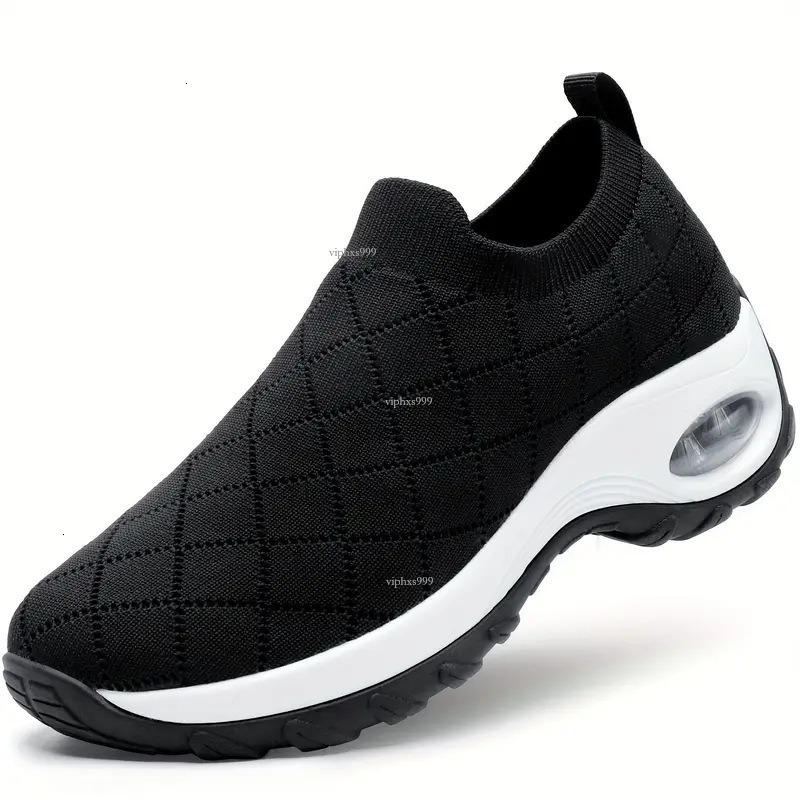 Cross-border Foreign Trade Women's Shoes Large Size Flyknit Sock Slip-on Outdoor Running Casual Shoes Breathable Designer Shoes Simple Air Cushio