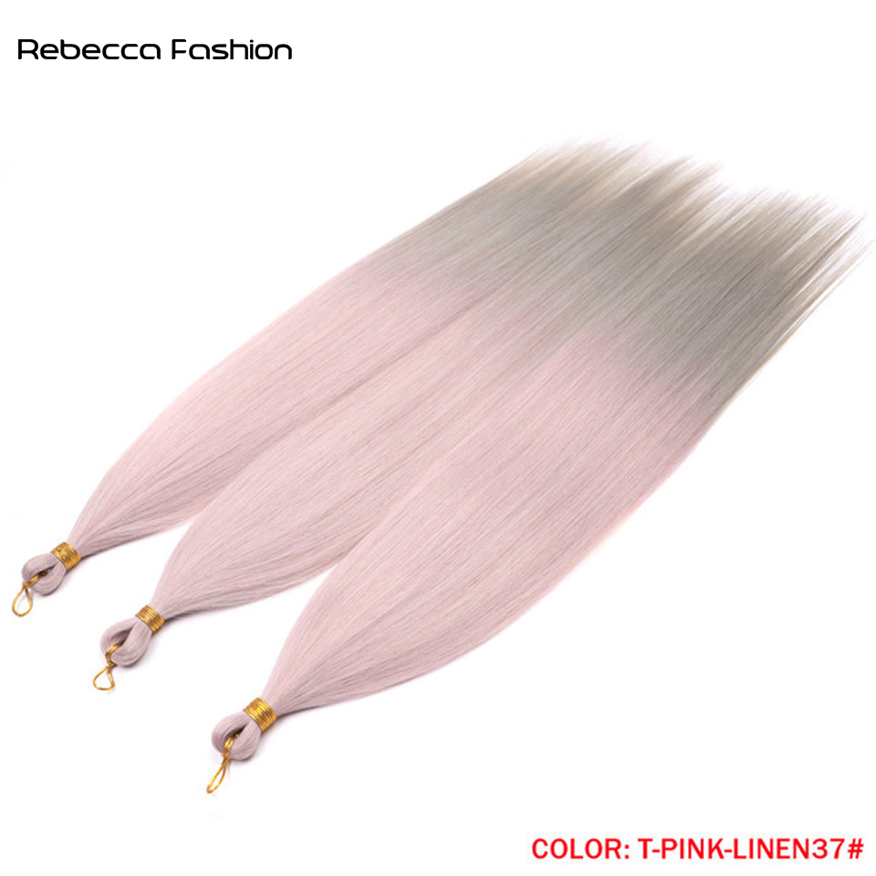 Rebecca Fashion Ariel Straight Pony Twist Synthetic Braid Ombre Blonde 28 Inch Crochet Braiding Hair Extension