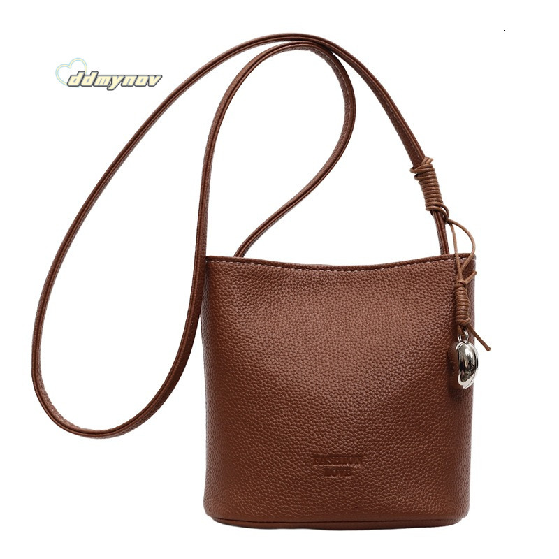 Trendy Fashion Litchi Grain Bucket for Women 2025 New Versatile Solid Color Simple Shoulder Stylish Casual Crossbody Bag ddmynov