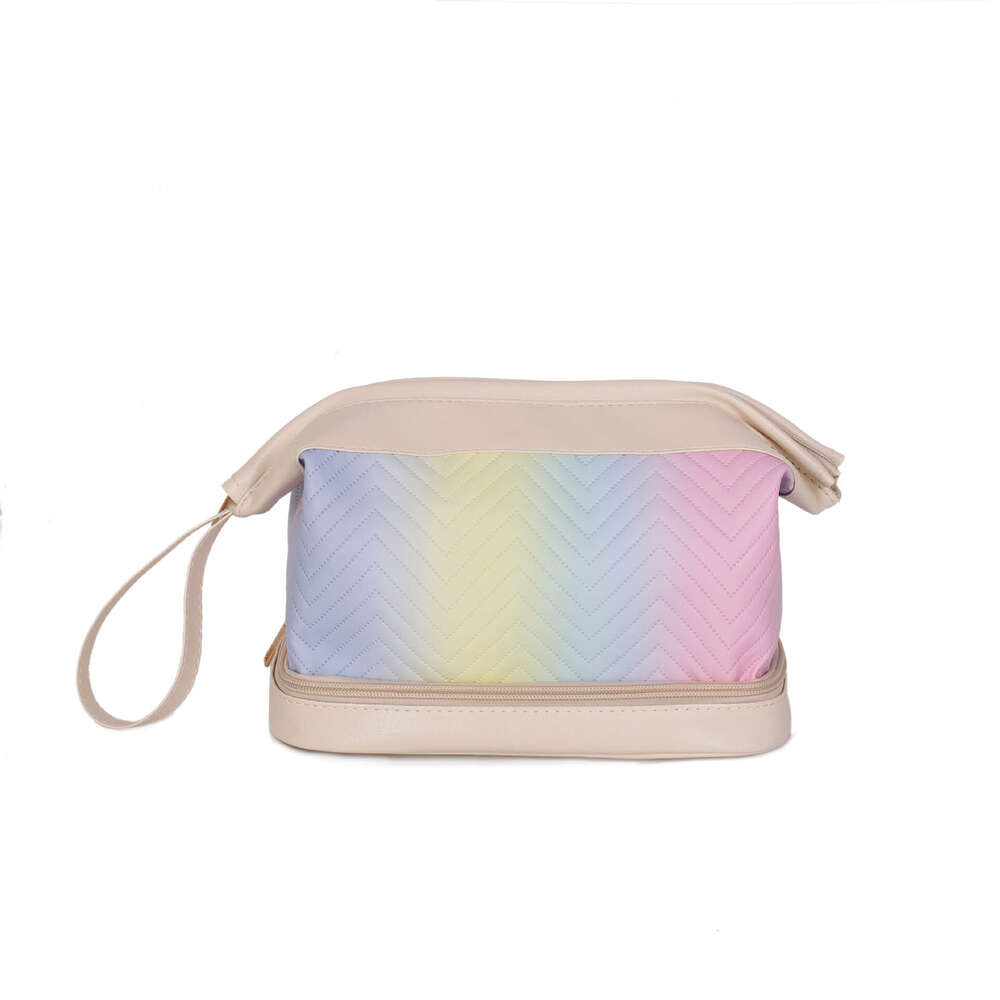 2025 New Large Capacity Double Layer Travel Portable Toiletry Gradient Color High-end Makeup Storage Bag