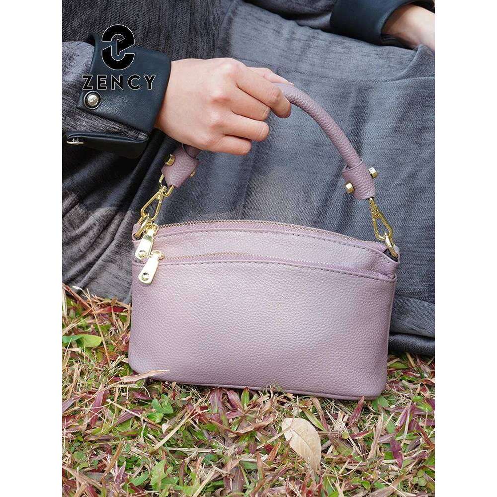 Zency Women Blue Red Soft Genuine Zipper Cowhide Leather Shoulder Bag Ladies Crossbody Small Handbag Satchels Sac