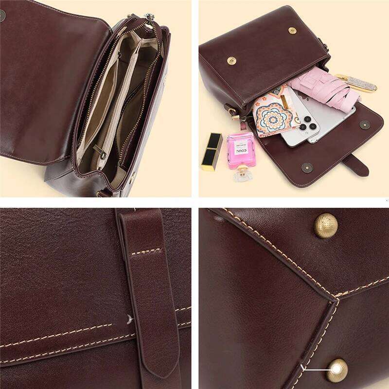 Designer Bag Burminsa Cowhide Genuine Leather Shoulder Bags For Women Trend Designer Wide Strap Crossbody Purses Tote Ladies Handbags