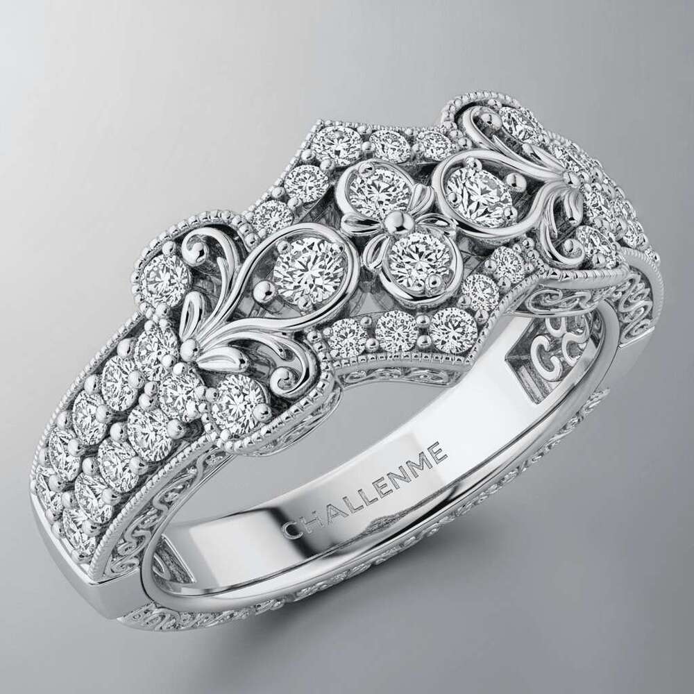DHCollections Wedding Set Silver Zircon Row Diamond Ring Female Design Sense Niche Rings with Customized AI Creation Version
