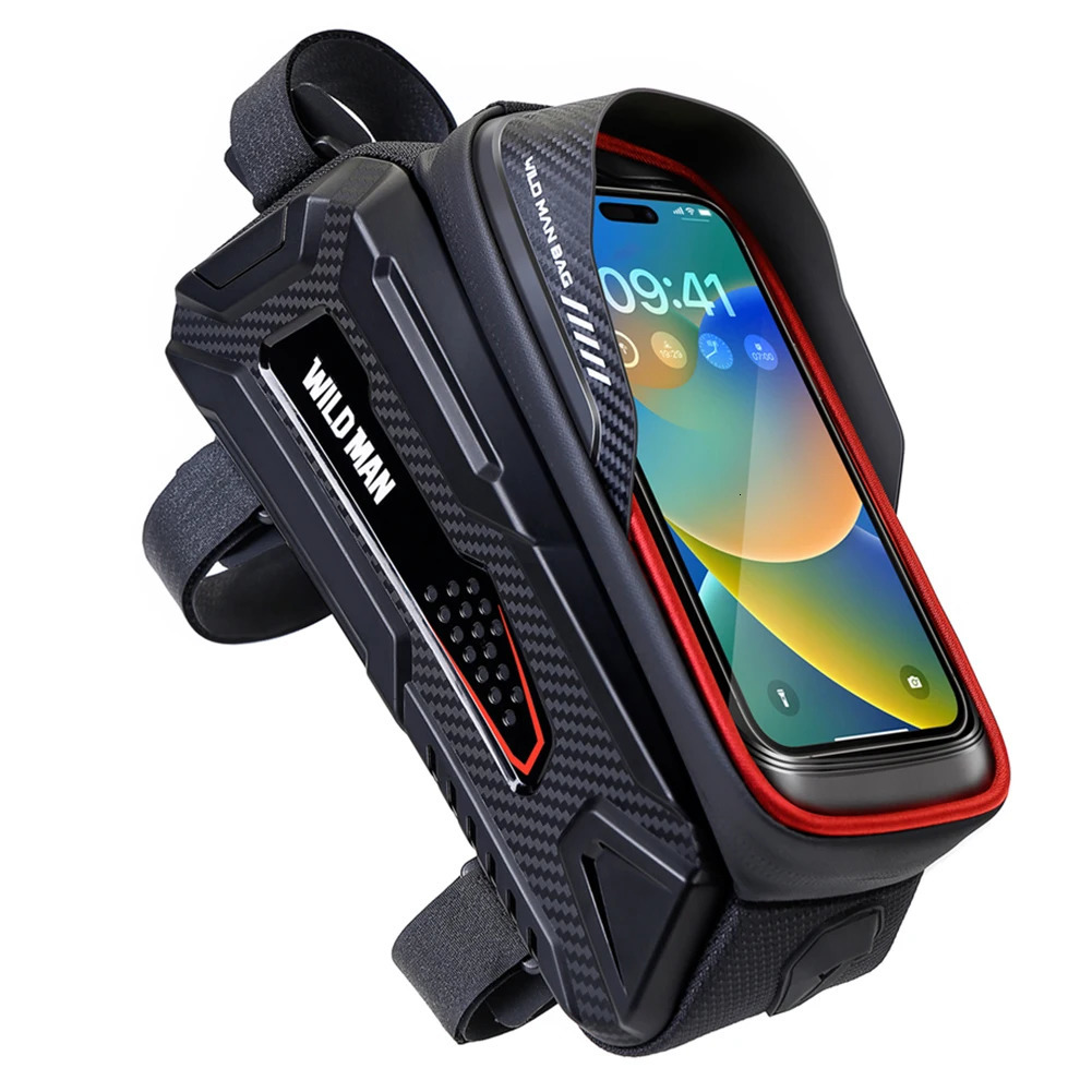 WILD MAN MTB Road Bike Top Frame Bag Touch Screen 1L Bike Pouch Phone Case Waterproof with Earphone Hole Cycling Equipment 250610