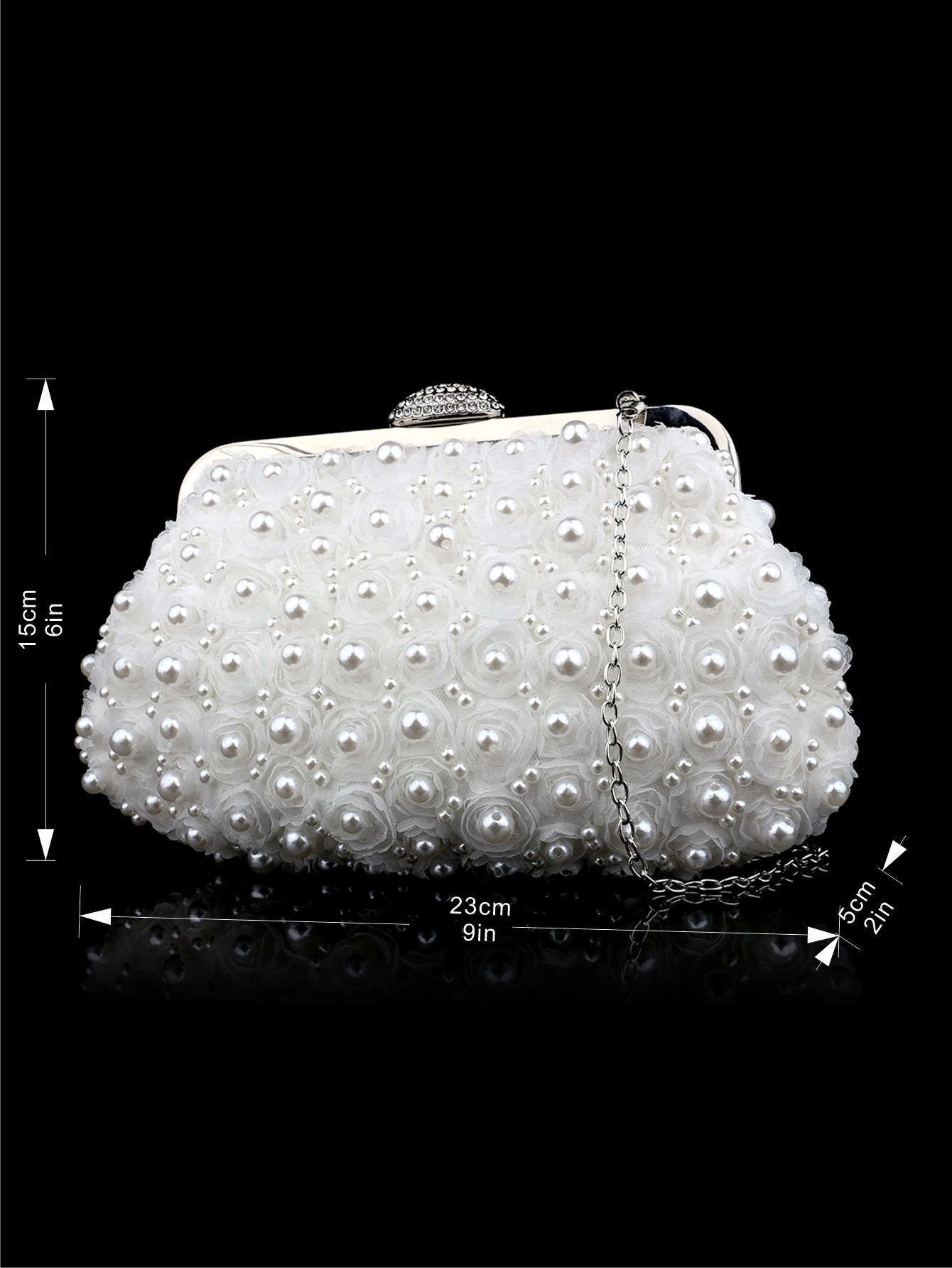 Sweet Lady Beaded Lace Flower Pearl Womens Clutch Bag Evening Hand Wedding Bride Bridesmaid Party Dress Mobile Phone Bag 250605