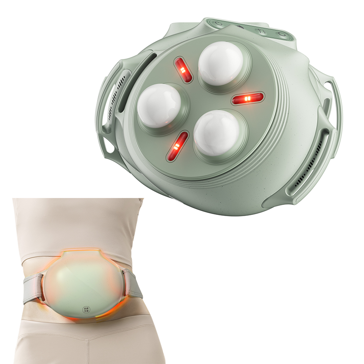 Jade Stone Abdominal Massager Belt with Heating Electric Jade Belly Kneading Device for Constipation Relief Uterus Care and Stomach Wellness