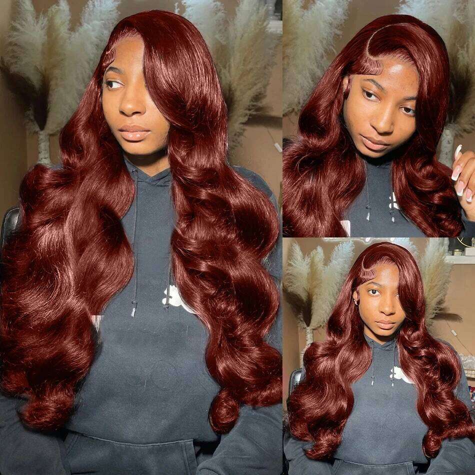 250 Density Reddish Brown 13x6 HD Frontal Wigs Red Body Water Wave 13x4 Lace Front Human Hair Wig Brazilian 30 40 Inch JESSLAB
