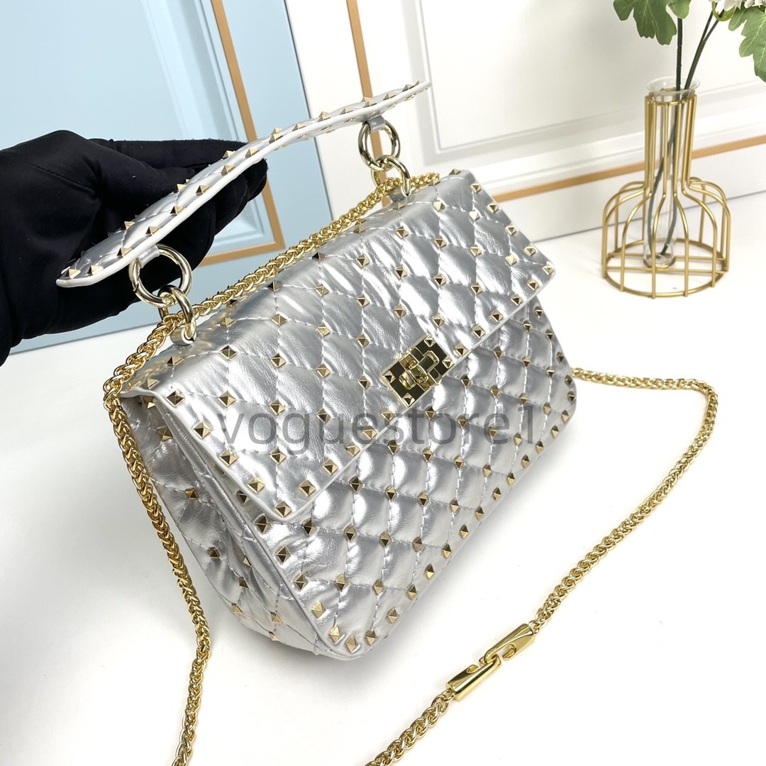 2025 Rockstud Design Rivet Crossbody Chain Flap Casual Versatile Lock Shoulder Export New Designer Brand Bag