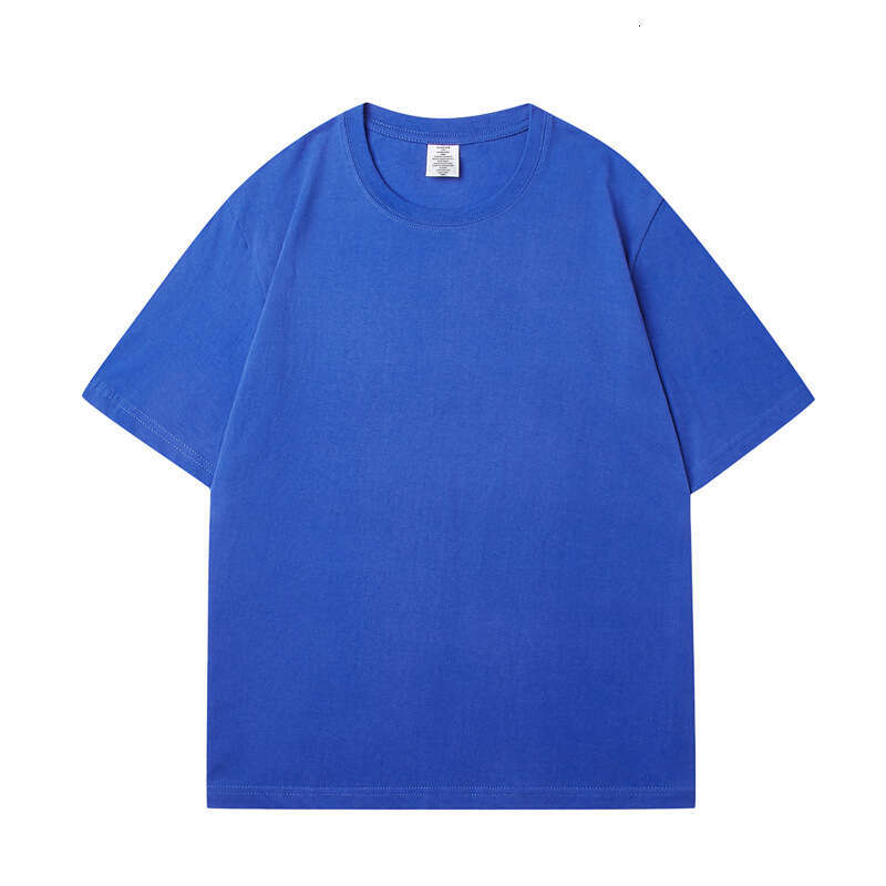 Short Sleeve Summer Round Neck 230g Pure Cotton Tee Small Neckline Solid Color Youth Unisex Regular Shoulder T-Shirt-Baolan