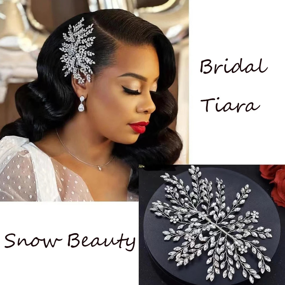 A422 Silver Bridal Hair Piece Shinny Wedding Headbands Tiaras Handmade Wedding Hair Accessories Head Jewelry Bride Headwear 250610