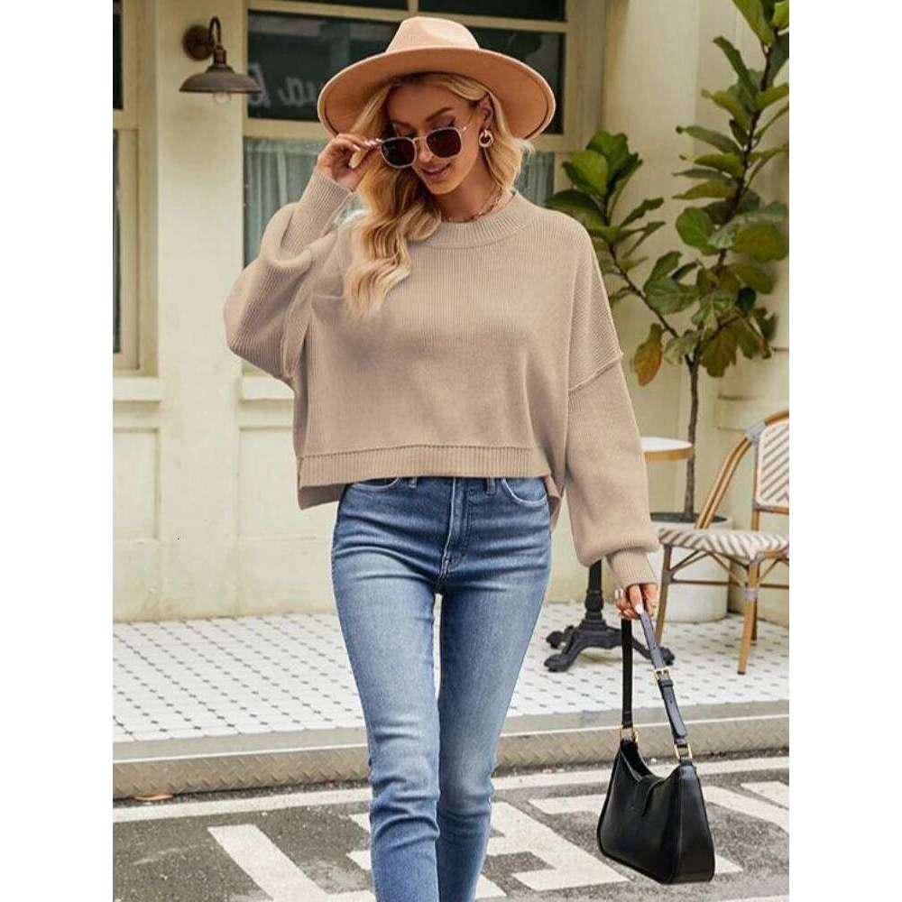 2025 European American New Autumn Winter sweater Women Loose Short Pullover Fashion Long Sleeve O-Neck Knit oversized Sweaters