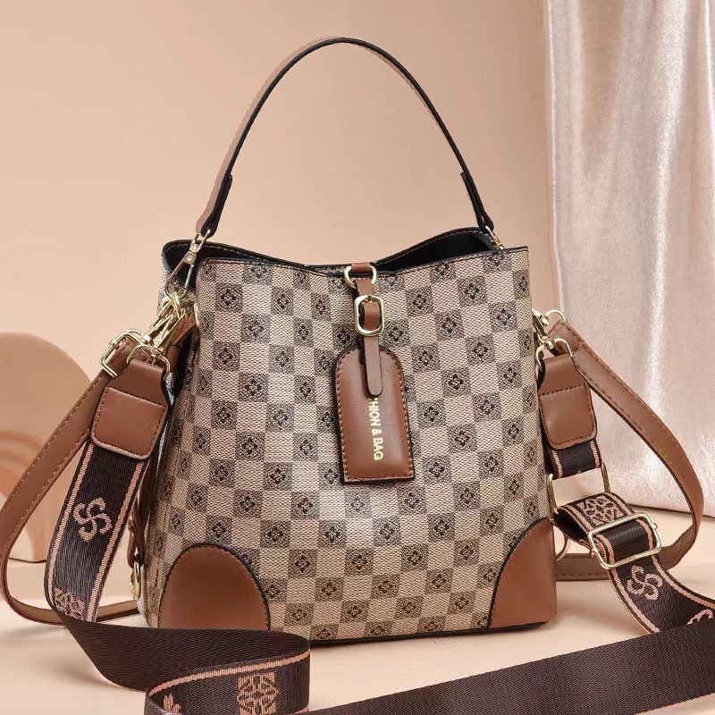 Hot Selling New Exquisite Women's Bagpu Plaid Bucket Large Capacity Shoulder Crossbody Bag Ladies Bags