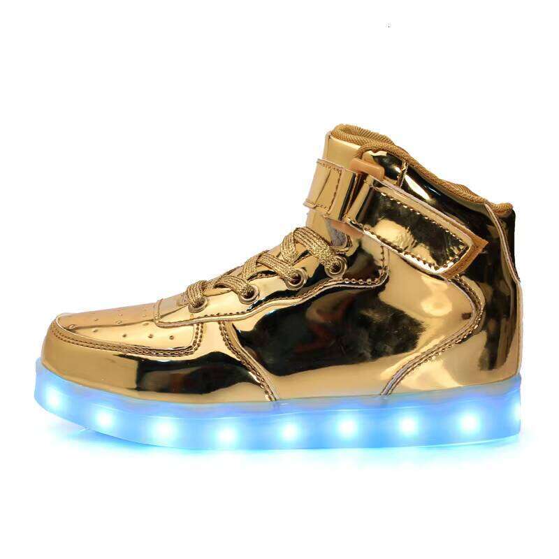 Fashion Cheap Black White Colors Unisex USB Charge Light High Top Flat LED Shoes for Adults
