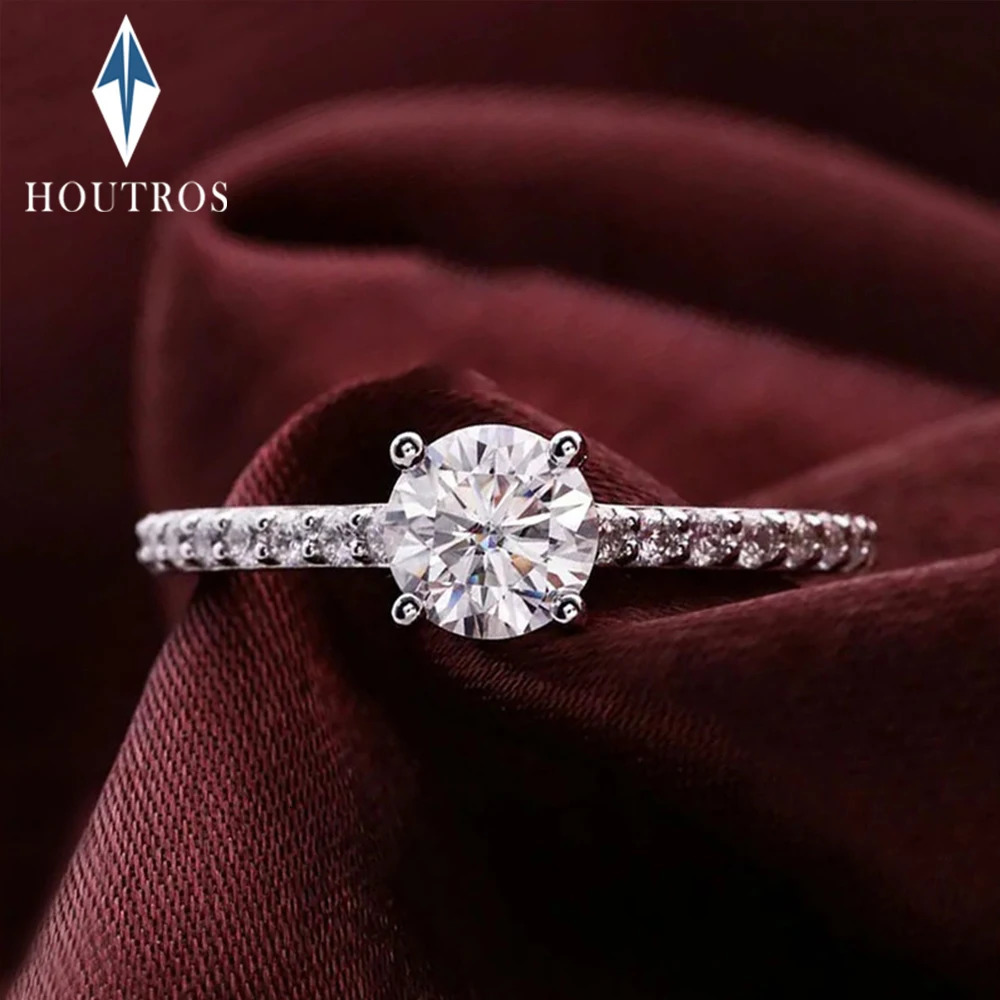 1-5CT Round Cut Engagement Ring for Women 925 Sterling Silver Classic 4 Prong Diamond Solitaire Rings Wedding Jewelry 250610