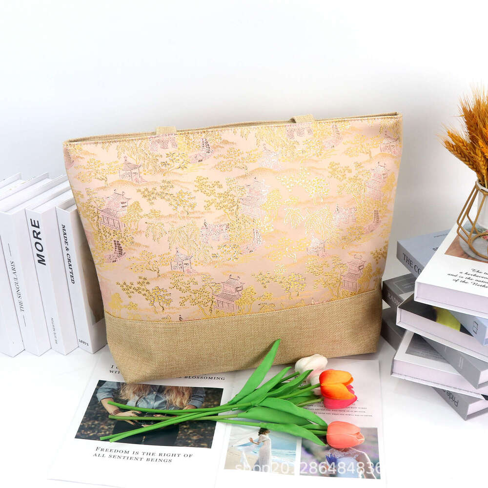 Canvas Work Commute High Aesthetic Landscape Tote Bag College Students Large Capacity Versatile Literary Style For Women