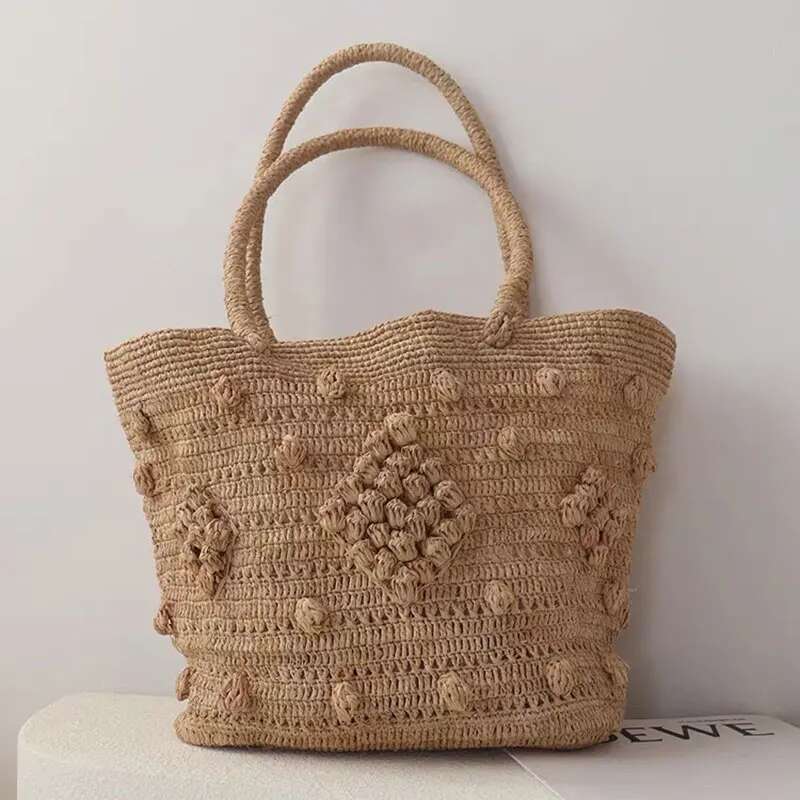 NEW Summer Women Large Capacity Shoulder Raffia Straw Basket Handbag Fashion Female Designer Beach Bag Shopper Tote