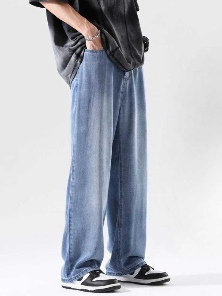 New Vintage Straight Jeans Men Summer Thin Fashion Casual Loose Korean Classic Solid Color Denim Trousers Male Streetwear M250610