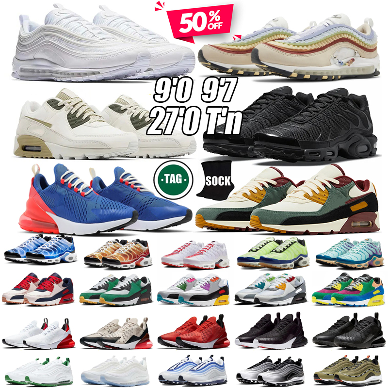 2025 free shipping 90 270 97 designer shoes men women 270s Triple Black 90s white Silver Gold Bullet Mesh Leather Trainer Breathable 97s Cushion Surface sneakers
