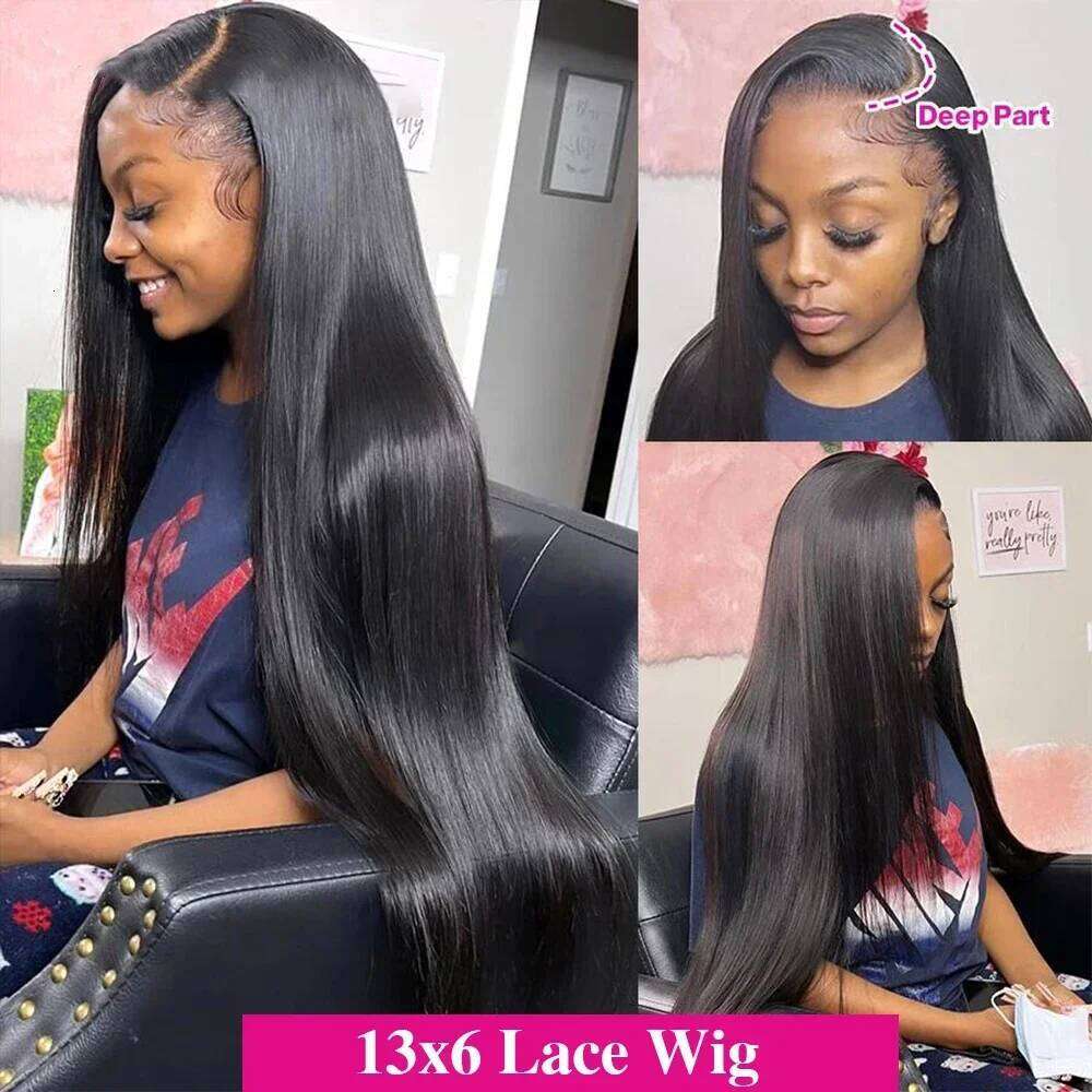30 inch Bone 13x4 13x6 Hd Lace Frontal Wig Pre Plucked 180% Density Natural Black Straight Human Hair Wigs
