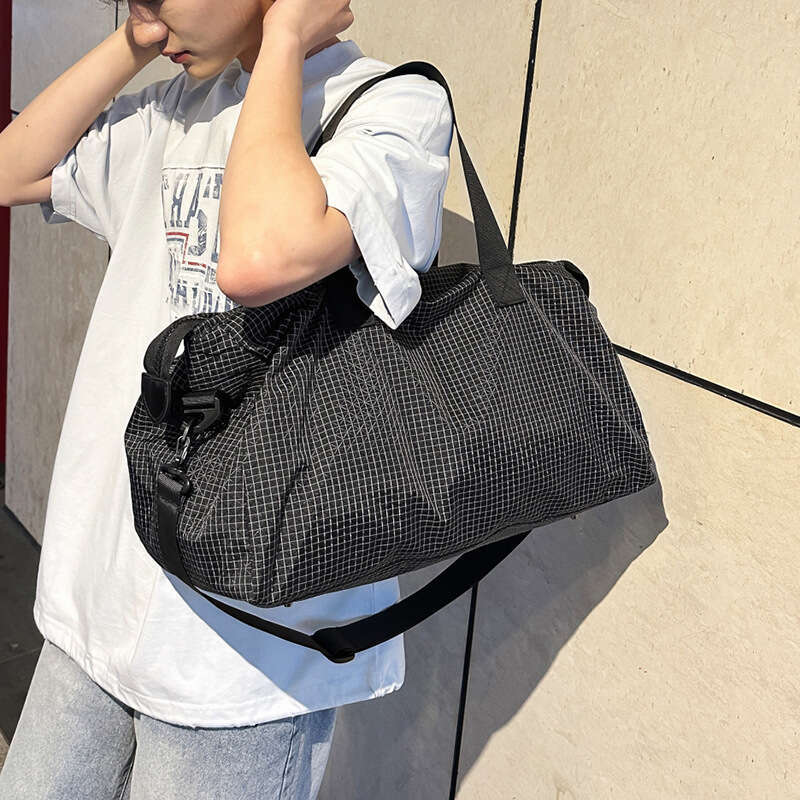 Korean Style New Large Capacity Plaid Short Travel Women Business Trip Storage Luggage For Men Waterproof Gym Bag