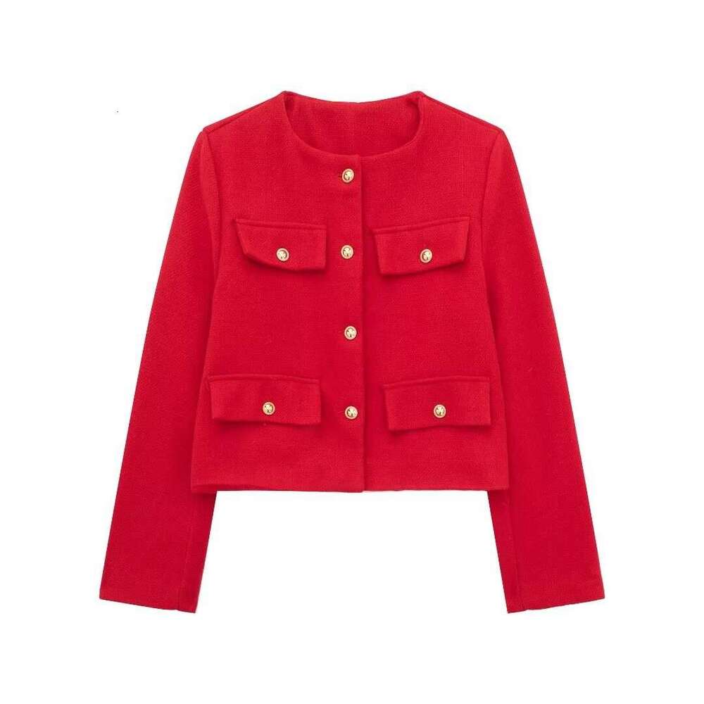 Autumn New Style Turn-Down Collar Decorated Round Neck Short Jacket3046278 B5