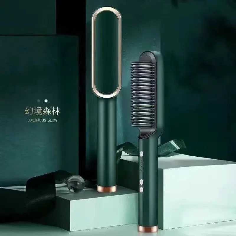 Professional Hair Straightener Curler Brush Ceramic Electric Straighten Beard Brush Fast Heating Curler Straightener Comb Styler W250610