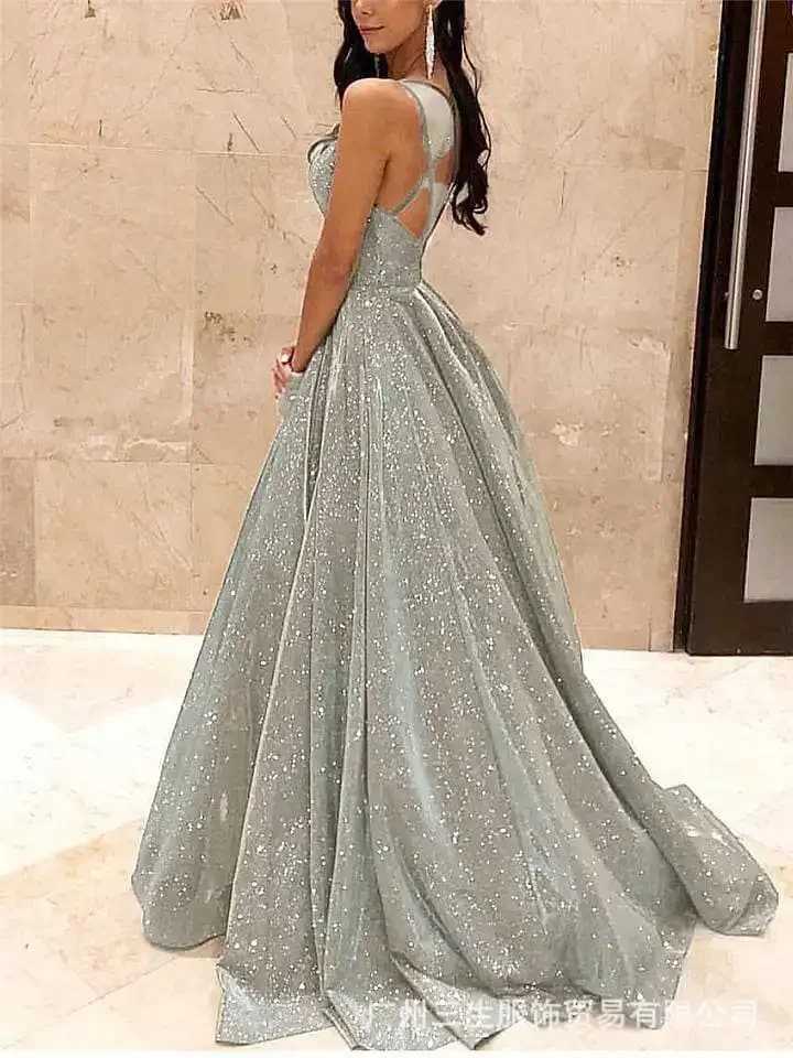 Sleeveless Backless High Waist Sequins Long Dress 2025 Summer Lace Up Elegant Evening Maxi Dresses Floor Length Wedding Dress XJ250610