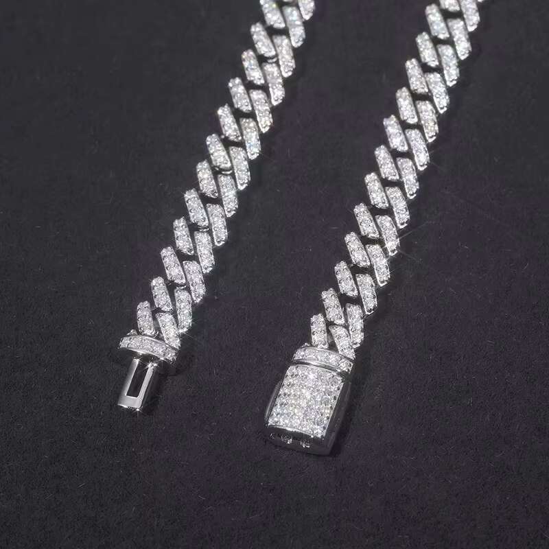 OACOCA High Quality 6mm 925 Silver Necklace Cuban Chain Men Moissanite Necklace For Men Hip Hop Jewelry Gift