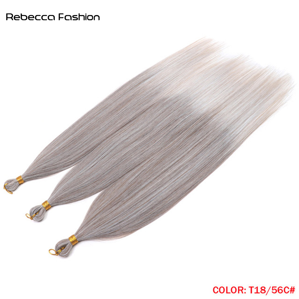 Rebecca Fashion Ariel Straight Pony Synthetic 28 Inch Bundles Braids Braiding Ombre Crochet Hair Extensions