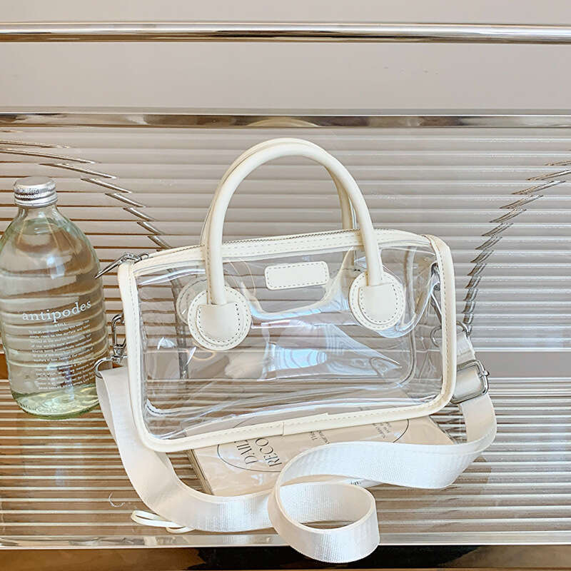 Korean Style PVC Transparent Spring Summer Women Versatile Fashion Single Shoulder Small Square 2024 Fresh Handheld Jelly Bag GUHUISHU