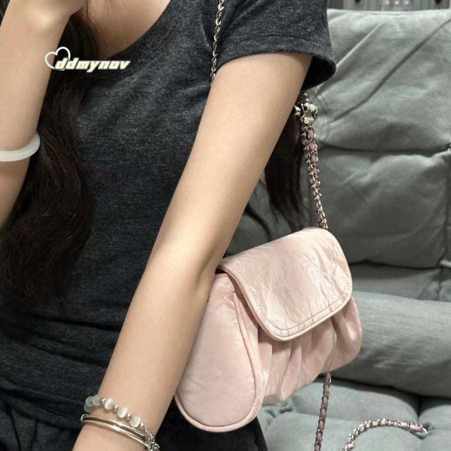 2024 New Chain Texture Crossbody for Women High-end Exquisite Phone Small Soft Leather Summer Cloud Bag ddmynov
