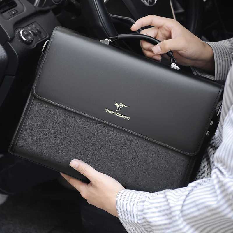 Luxury MenS Briefcase Designer Work Business Casual Large Capacity Tote PU Leather Handbag Shoulder Lawyer 14 Inch Laptop Bag W250610
