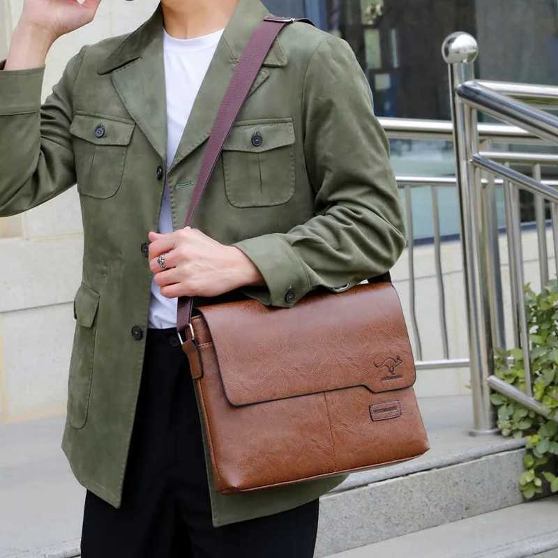 Mens Briefcase Male Executive Document Shoulder Vintage Business Work PU Leather Messenger Crossbody Side Simple Casual Bag W250610