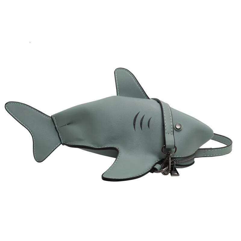 Girl Personality Cute Shark Design Pu Leather Casual Shoulder Tote Crossbody Mini Messenger Handbag Clutch Bag Purse