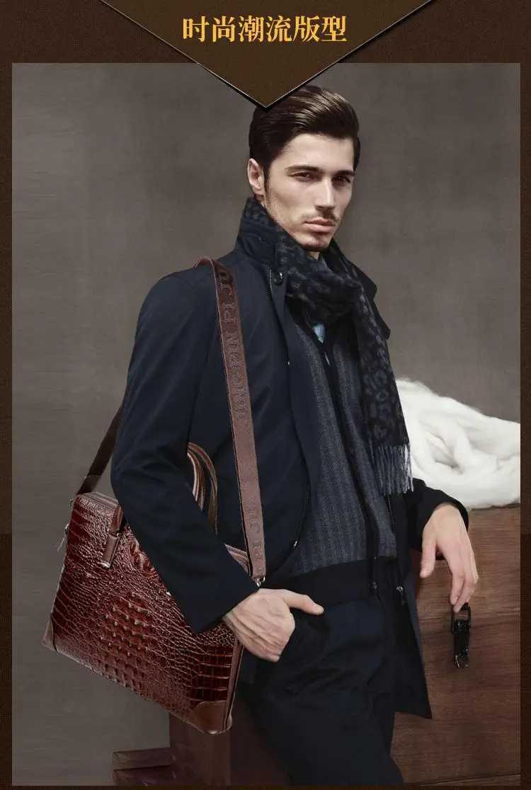 2024 New Luxury PU Leather Business Alligator Mens Briefcase Male Shoulder Bag Men Messenger Laptop Design Computer Bag W250610