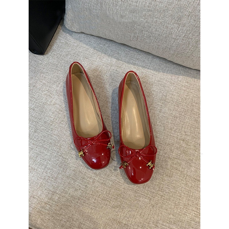 sandal New Spring French Style Petite Height Increasing Flat For Women With Bowknot Ballet Flats Square Toe Shallow Mouth Single Shoes Ddmysaturn