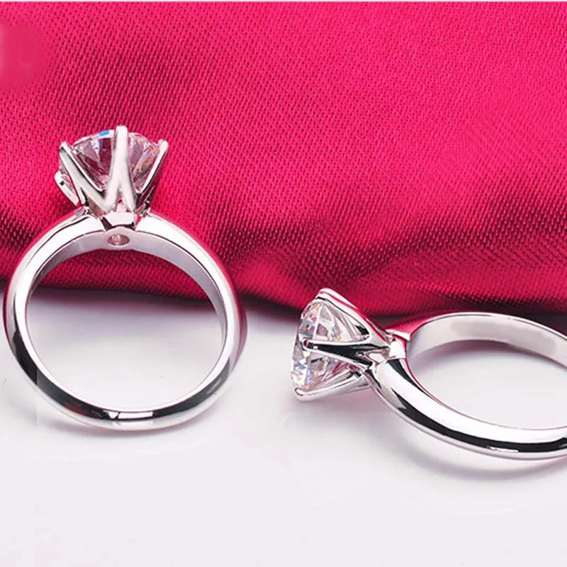 Real Solid 925 Silver Solitaire Rings Top 1 SONA Diamant Wedding Rings for Women Bride Gift Bijoux 250610
