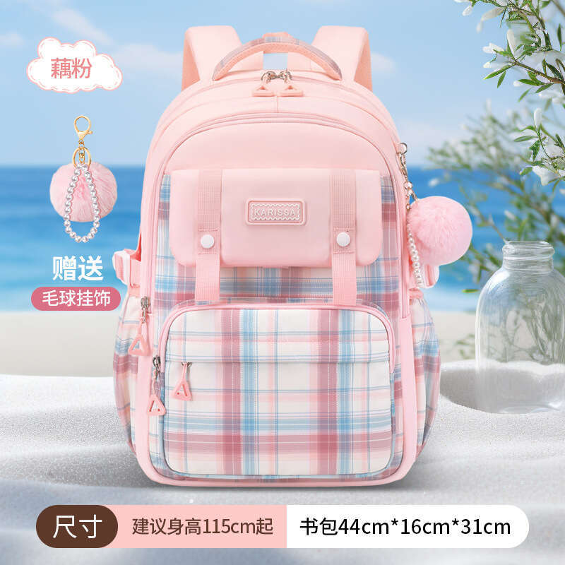 Designer Bag New Children S Plaid Elementary School Backpack Grades Ultra Light Double Shoulder Bag Oxford Cloth Large Capacity For Girls