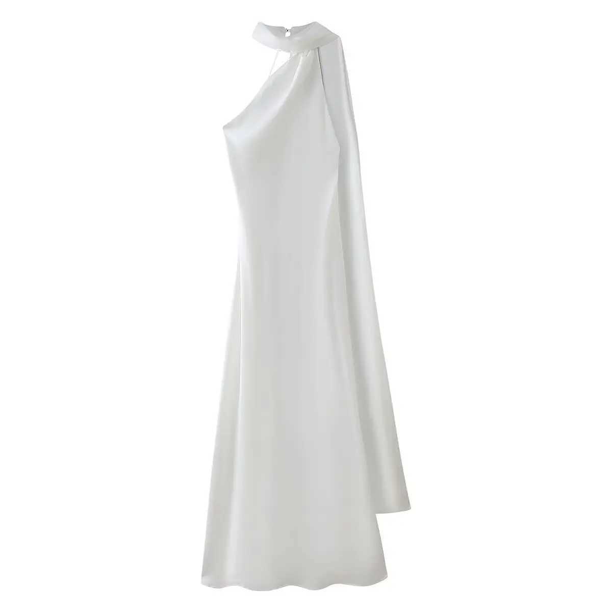 VEITCHE Elegant Womens Soft Silk Satin Long Dress Halter Backless Sleeveless Maxi Dresses Summer Lady Long Ribbon Party Gowns XJ250610