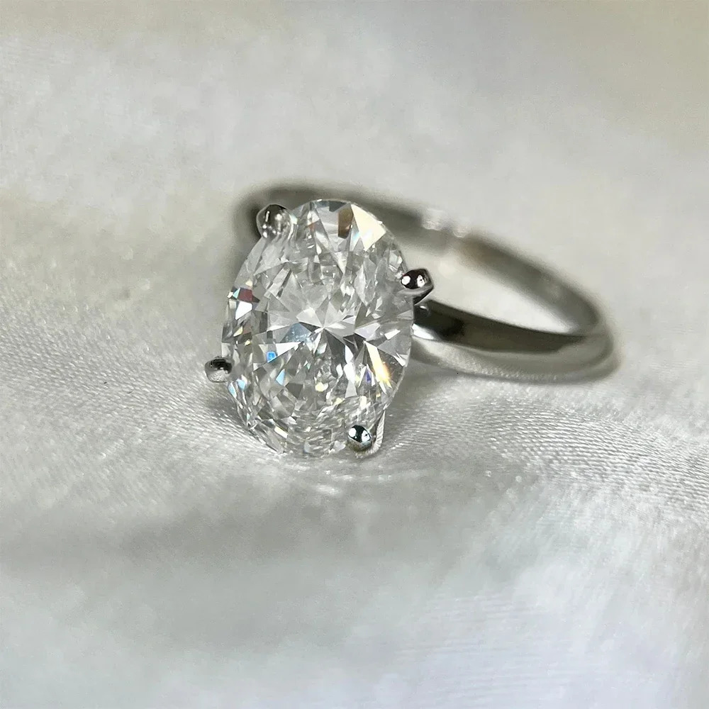 GRA Certified 1/2/3 Oval Cut Solitaire Diamond Ring 925 Sterling Silver Engagement Wedding Rings for Women 250610