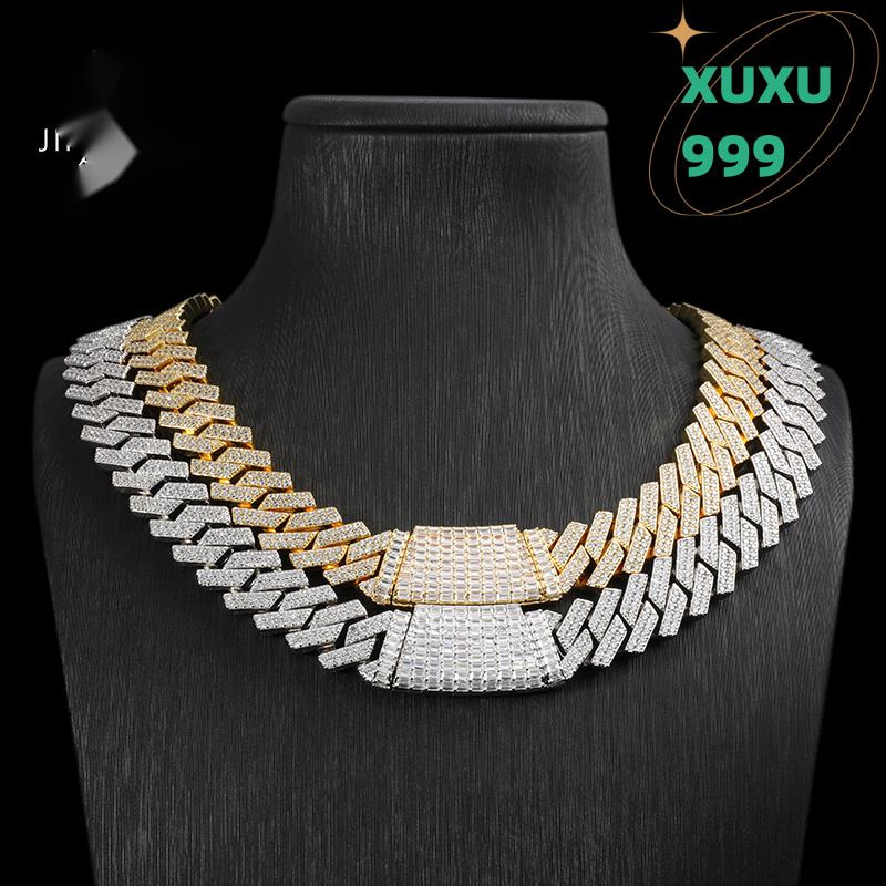 OACOCA Hip Hop Iced Out Moissanite Cuban Link Chain 14k Gold Fashion Necklace Statement Jewelry for Men