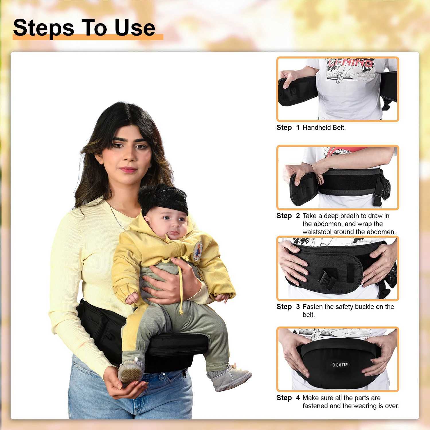 Adjustable Baby Hip Carrier Ergonomic Lightweight Waist Seat for Newborns Toddlers (6-36 Months) y2506107Q83