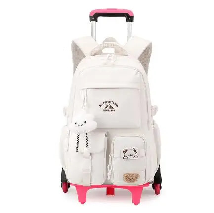 School Trolley Bag with 2 wheels 6 For girls Rolling Backpack bags for primary school Kids Wheeled satchel 250605