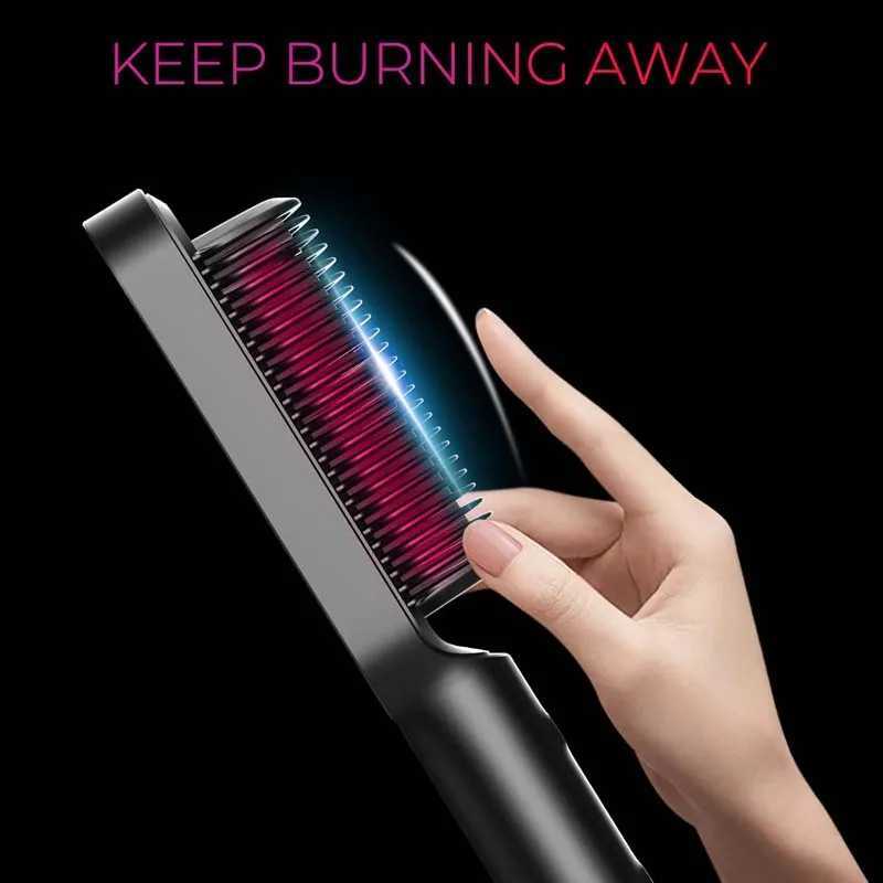 Multifunctional Hair Straightener Ptc Heating Fast Negative Ions Fluffy Hair Electric Hot Comb Straightening Hair Brush W250610